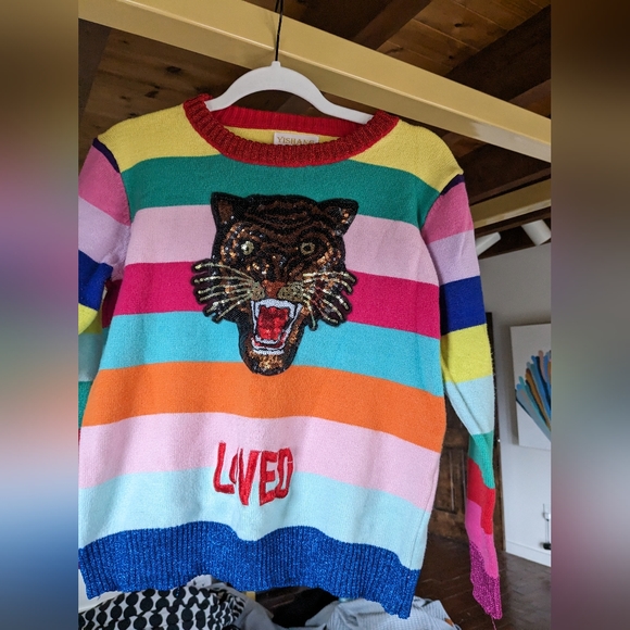 Sequin tiger multicolor jumper sweater - Picture 1 of 1